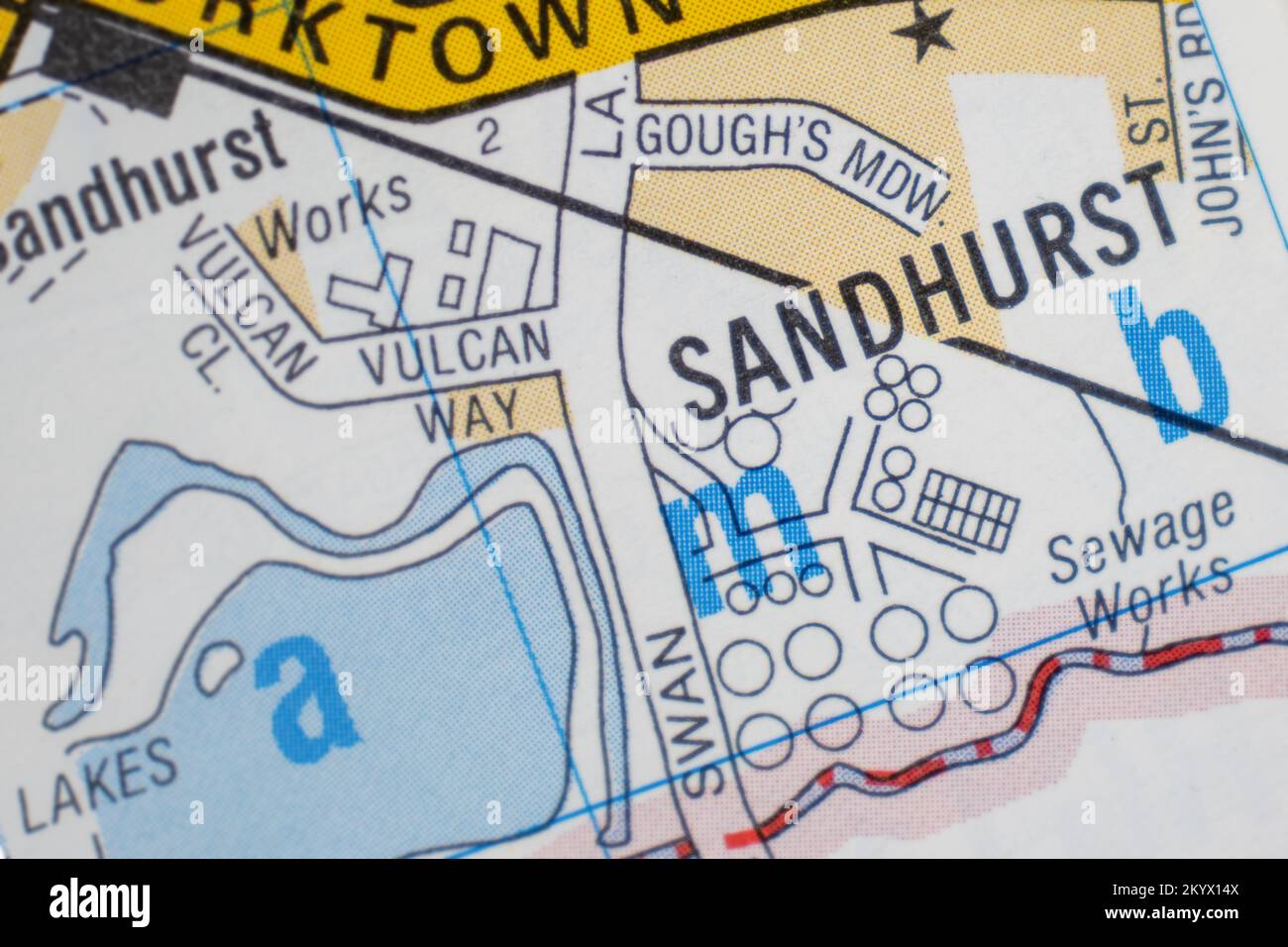Sandhurst village Berkshire, United Kingdom colour atlas map town
