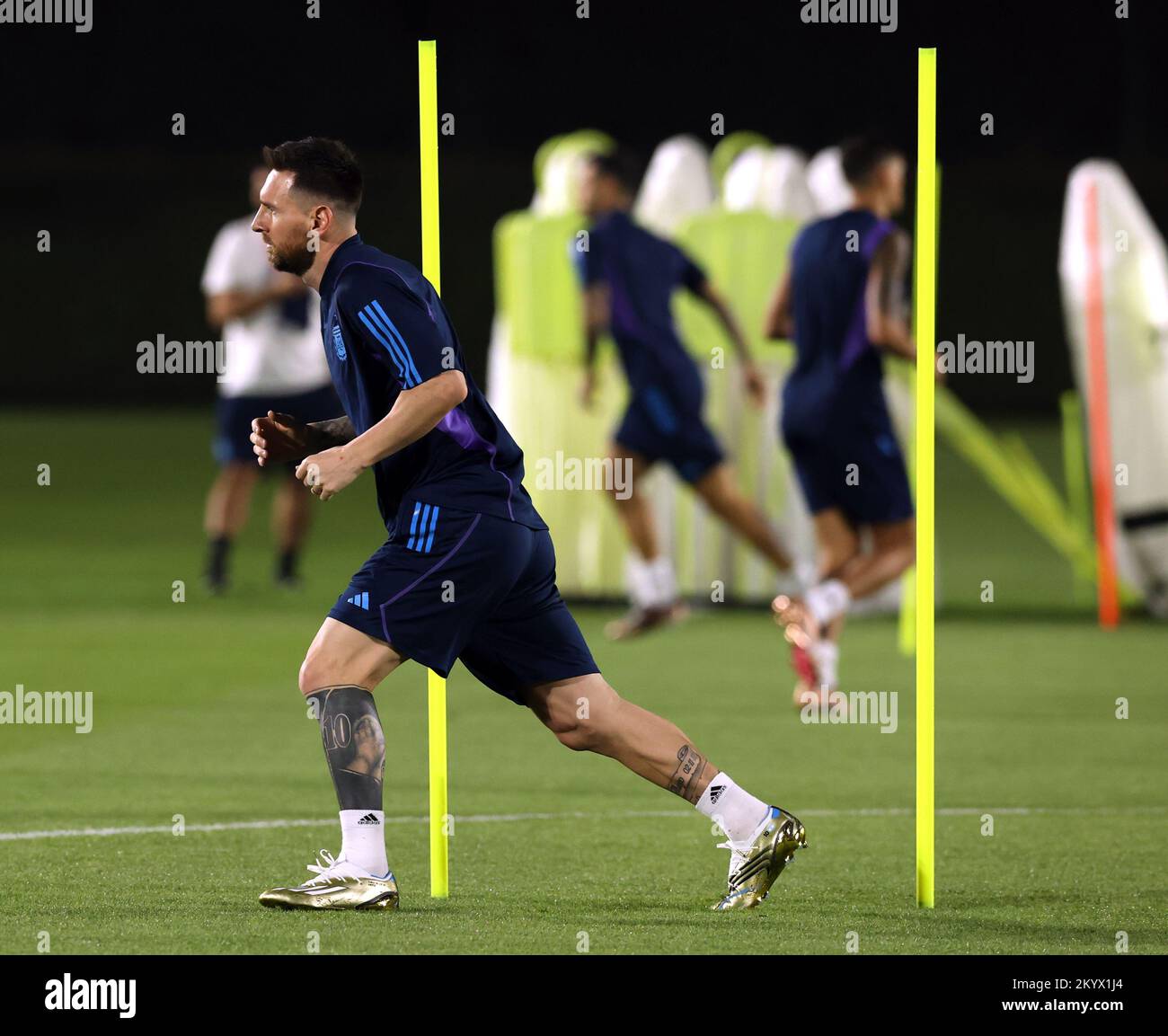 Doha, Qatar. 02nd Dec, 2022. Argentina's forward Lionel Messi during a training session at Qatar University in Doha on December 2, 2022, ahead of the Qatar 2022 World Cup football match against Australia for round of sixteen. (Alejandro PAGNI / PHOTOXPHOTO) Credit: Alejandro Pagni/Alamy Live News Stock Photo