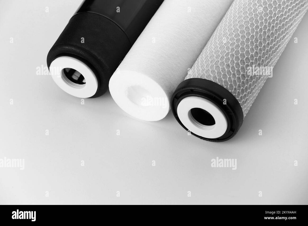 Cropped three filter cartridges for house water filtration system