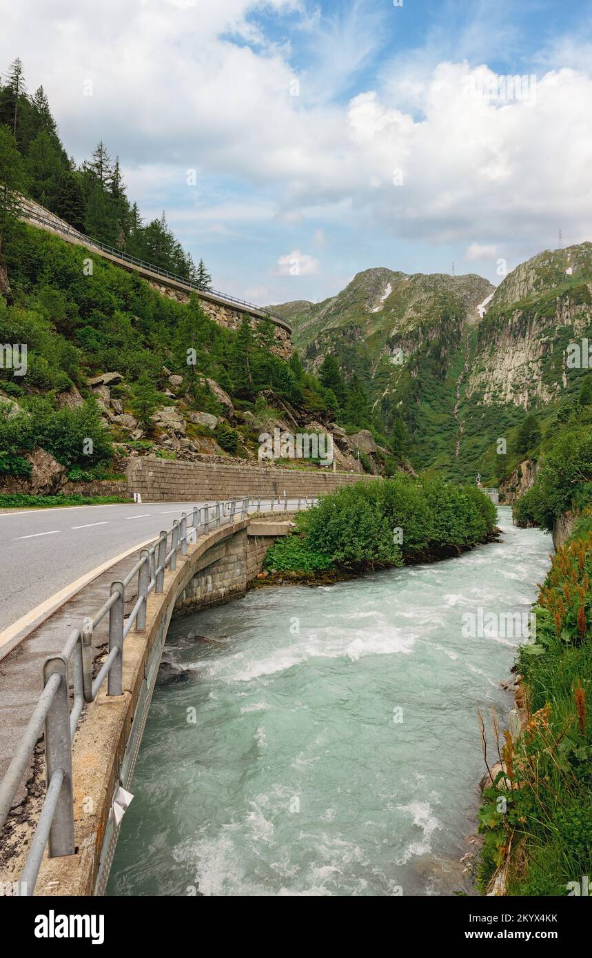 beautiful mountain landscape of swiss alps Stock Photo