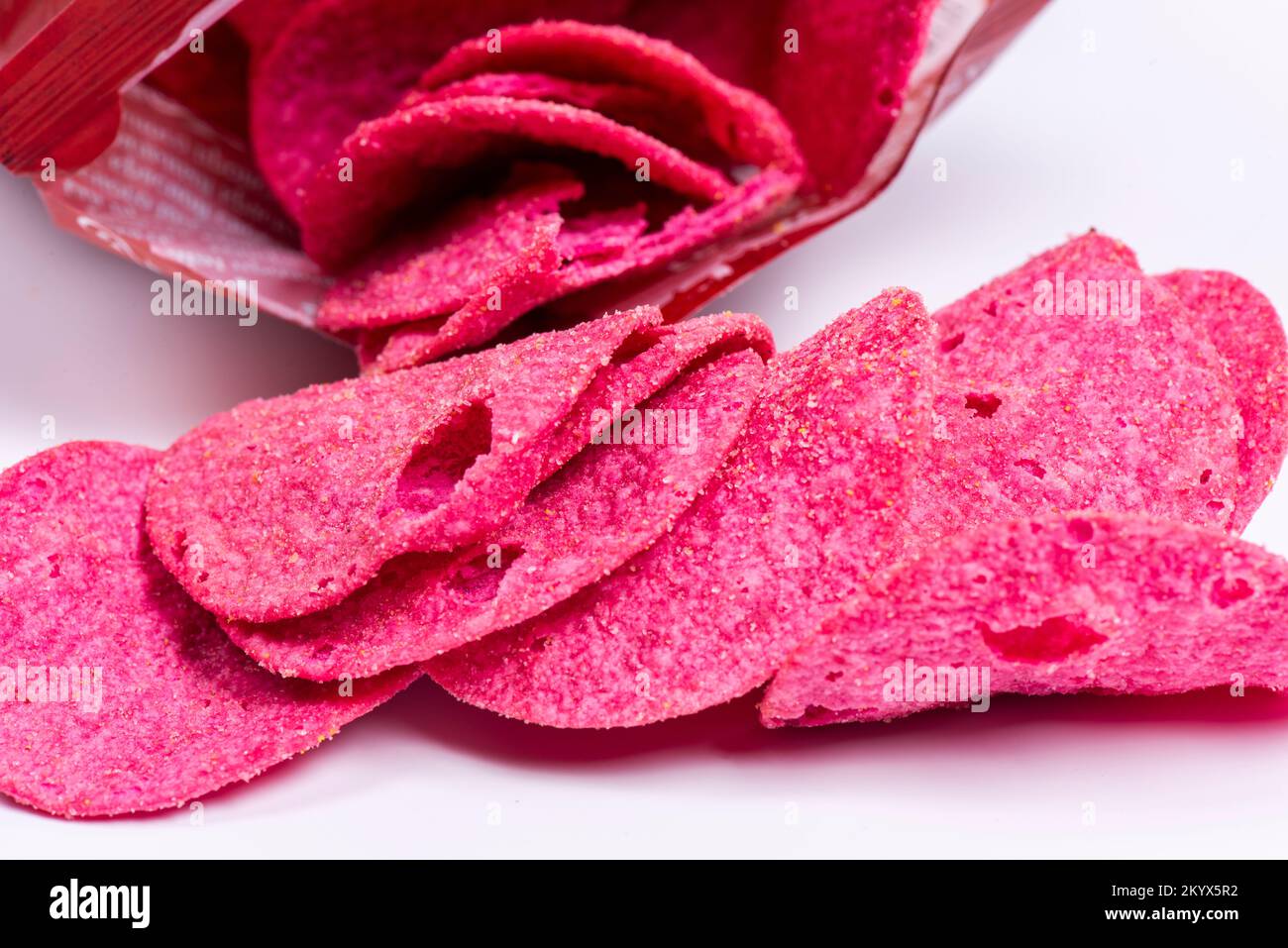 red chips isolate. closeup potato chips Stock Photo Alamy
