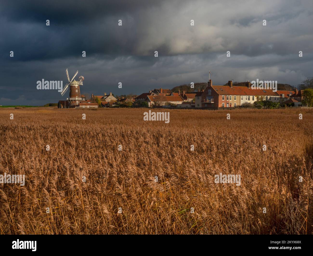 Cley Mill and marshes North Norfolk early December Stock Photo