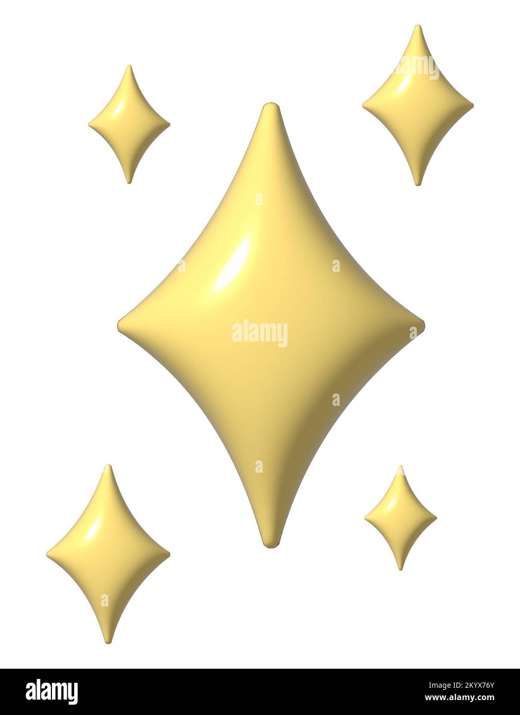 3D yellow star sparkle icon. Holiday element sparkles symbols. Magic shiny flash, bright firework. Realistic glossy plastic 3d render design Stock Photo