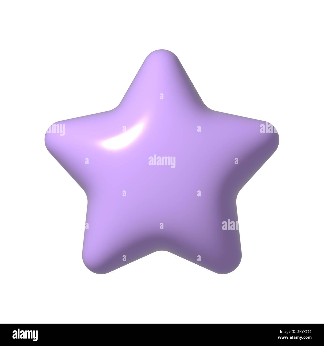 3D purple star sparkle icon. Holiday element sparkles symbols. Magic shiny flash, bright firework. Realistic glossy plastic 3d render design Stock Photo