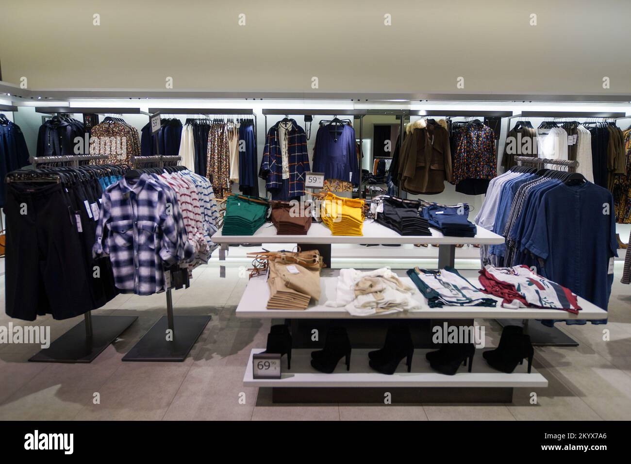 SINGAPORE - NOVEMBER 08, 2015: interior of Zara store. Zara is a ...