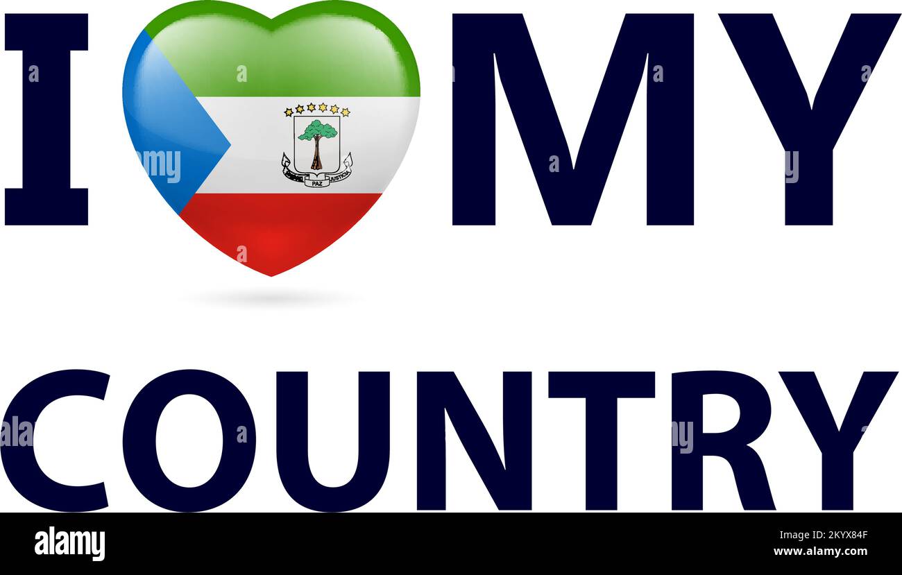 I Love My Country - Equatorial Guinea. Heart with flag colors. Stock Vector