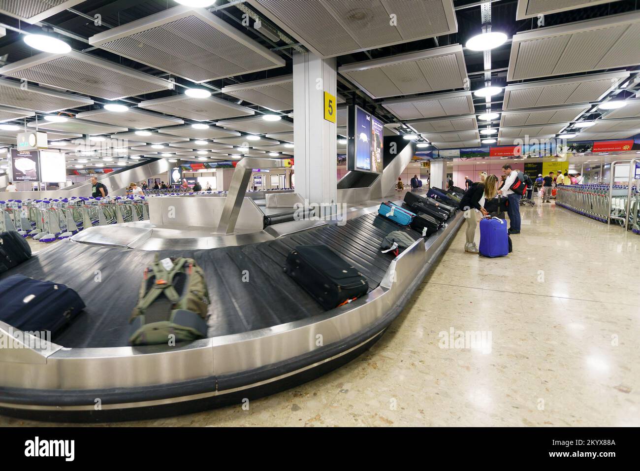 GENEVA, SWITZERLAND SEPTEMBER 15, 2014 interior of baggage claim area of Geneva airport