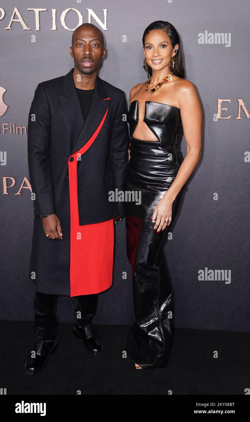 Alesha Dixon and her husband Azuka Ononye attend the European Premiere of Emancipation at the Vue West End, Leicester Square, London. Picture date: Friday December 2, 2022. Stock Photo
