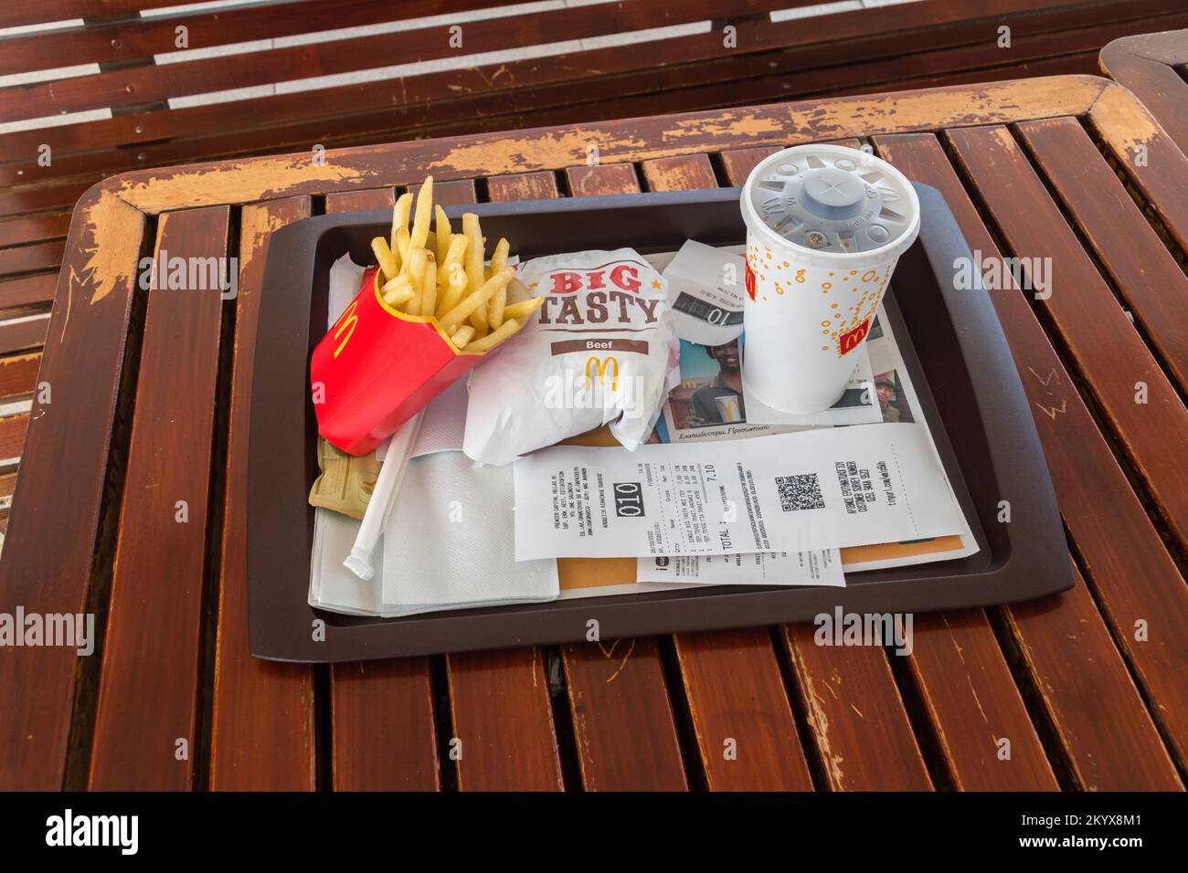 Thessaloniki, Greece September 28, 2022 McDonald's Big Tasty meal in