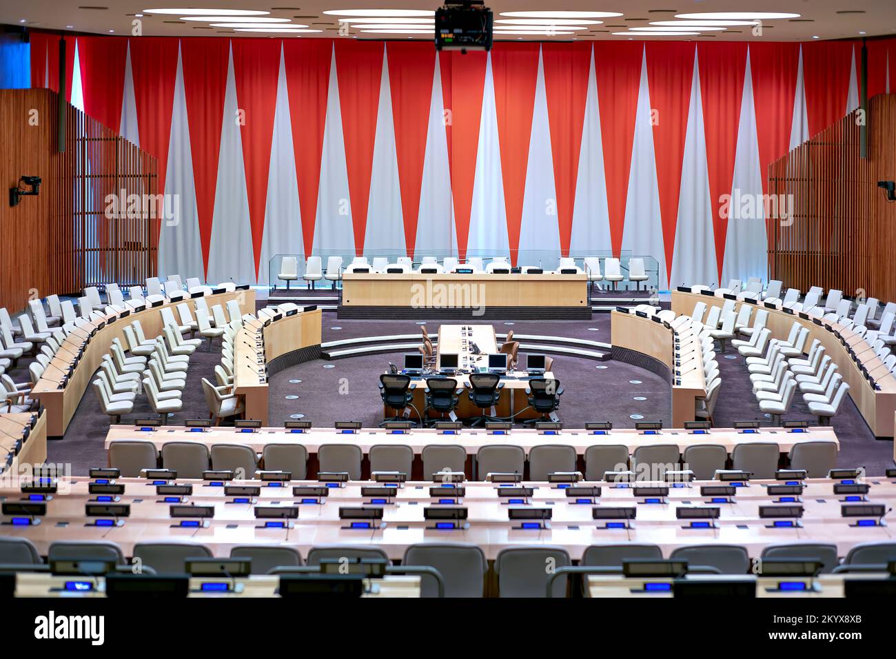 New York. Manhattan. United States. Headquarters of the United Nations. Economic and Social Council Chamber (ECOSOC) Stock Photo