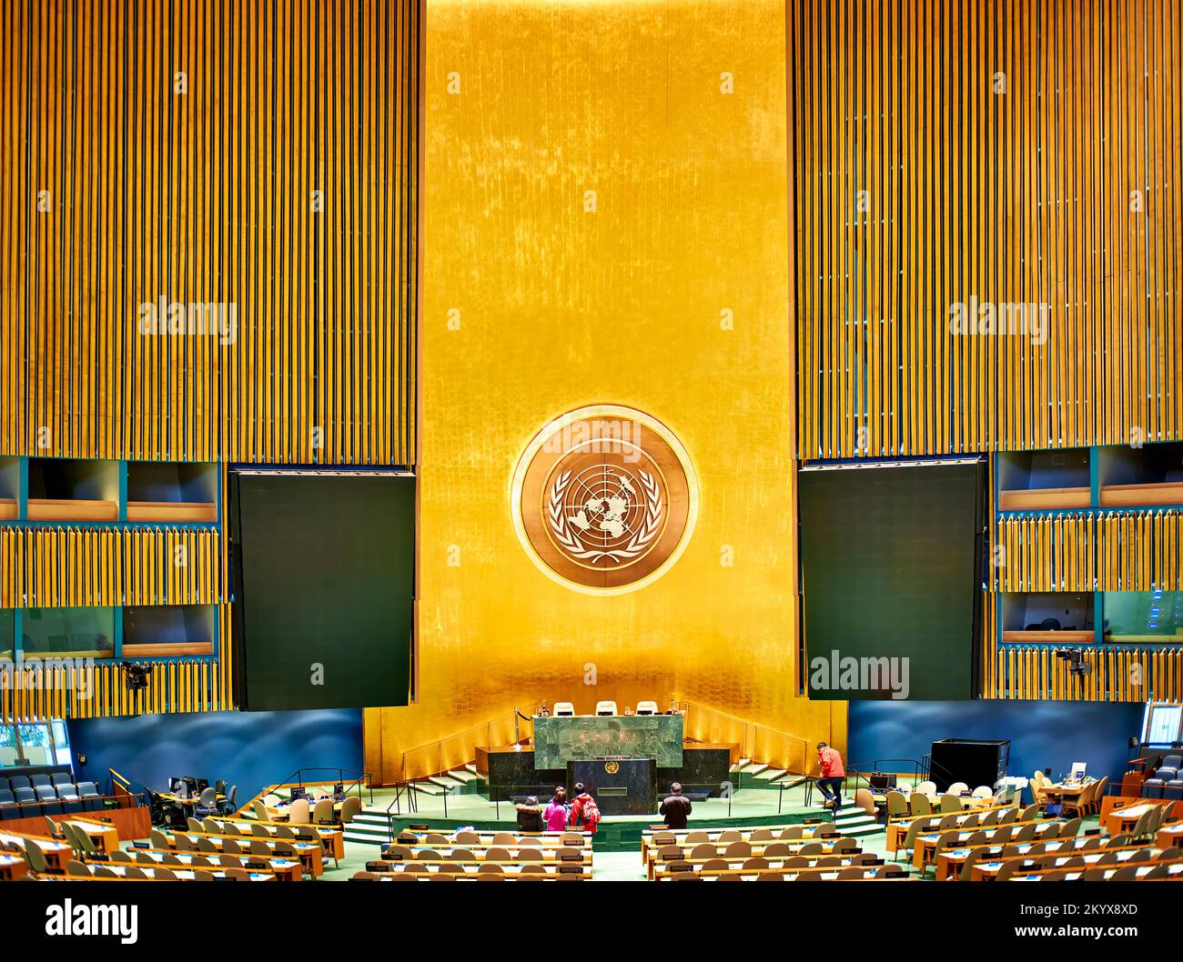 New York. Manhattan. United States. Headquarters of the United Nations. General Assembly Hall Stock Photo