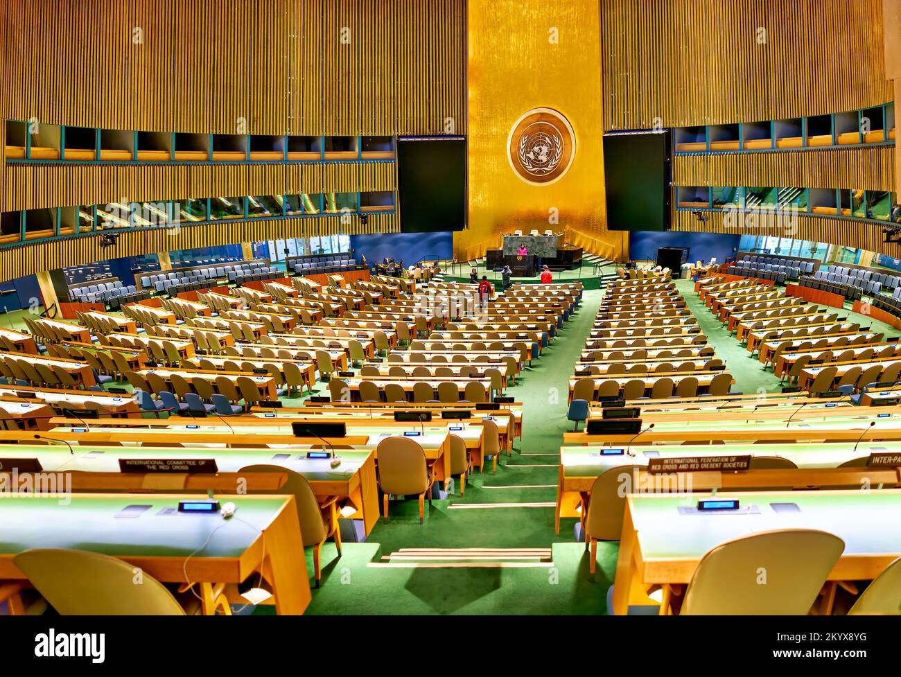 New York. Manhattan. United States. Headquarters of the United Nations. General Assembly Hall Stock Photo