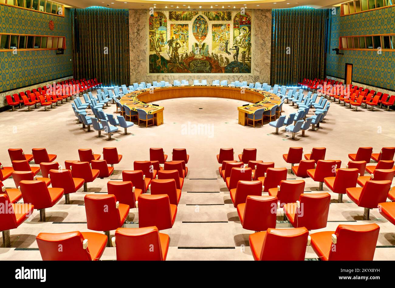 New York. Manhattan. United States. Headquarters of the United Nations. Security Council Chamber Stock Photo
