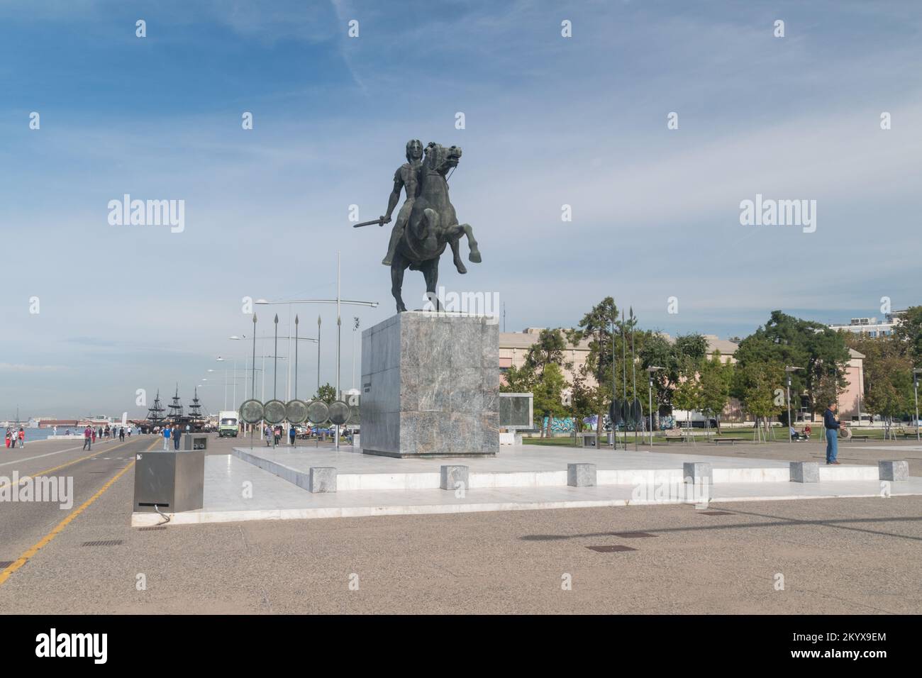 Thessaloniki, Greece - September 29, 2022: Monument of Alexander III of Macedon known also as Alexander the Great. Stock Photo
