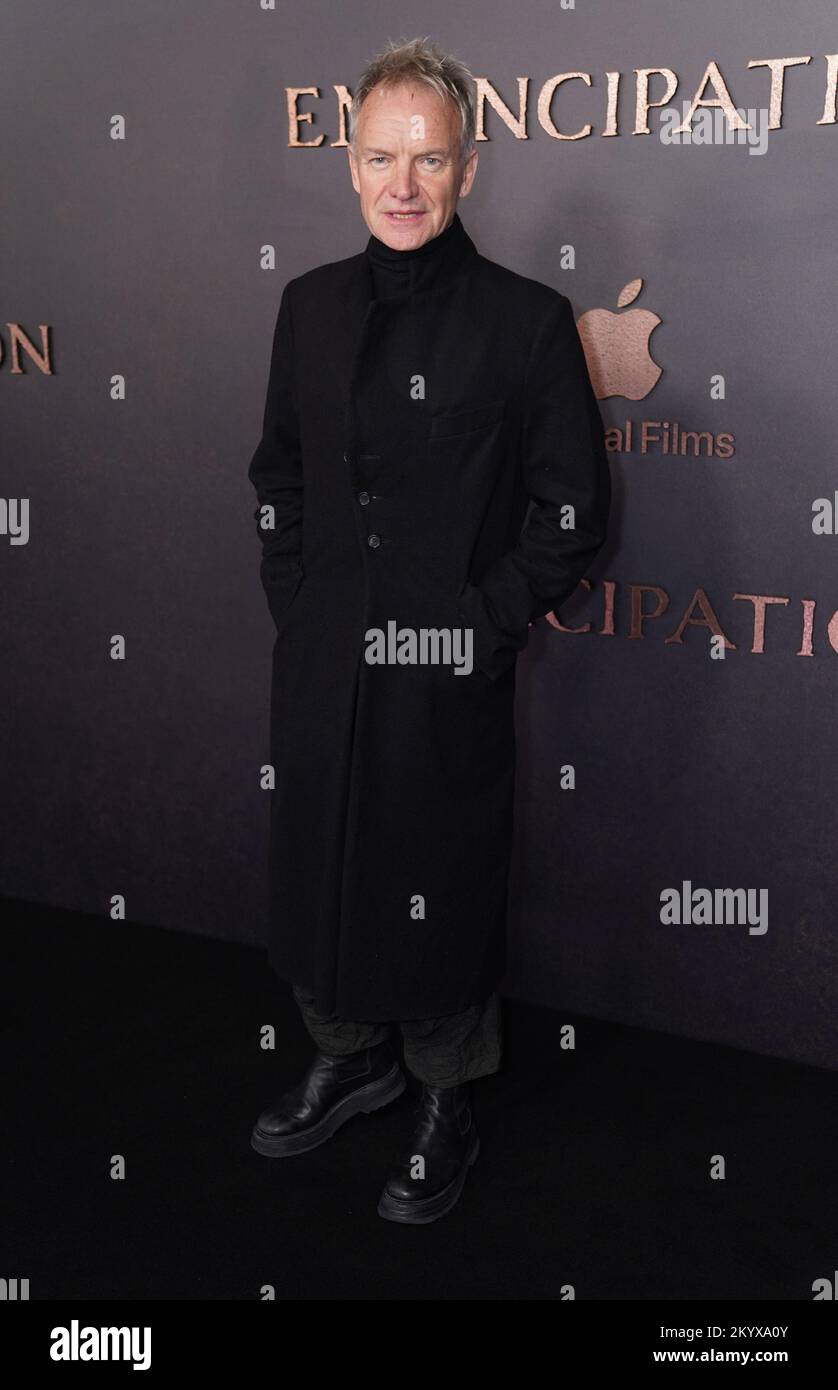 Sting attends the European Premiere of Emancipation at the Vue West End, Leicester Square, London. Picture date: Friday December 2, 2022. Stock Photo