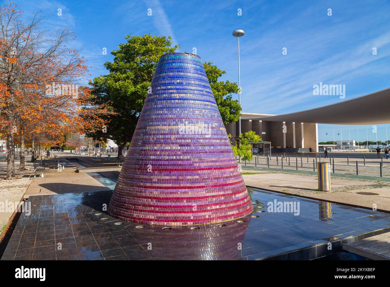 Lisbon, Portugal - November 26, 2022: One of the Water Volcanoes, a popular attraction among visitors, especially children and the Portugal Pavillion Stock Photo
