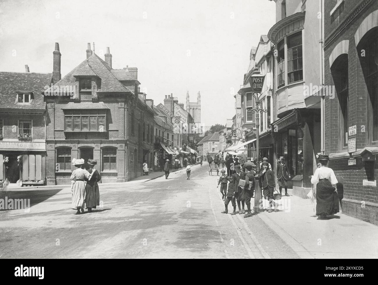 Vintage photograph - 1908 - High Street, Andover, Hampshire Stock Photo