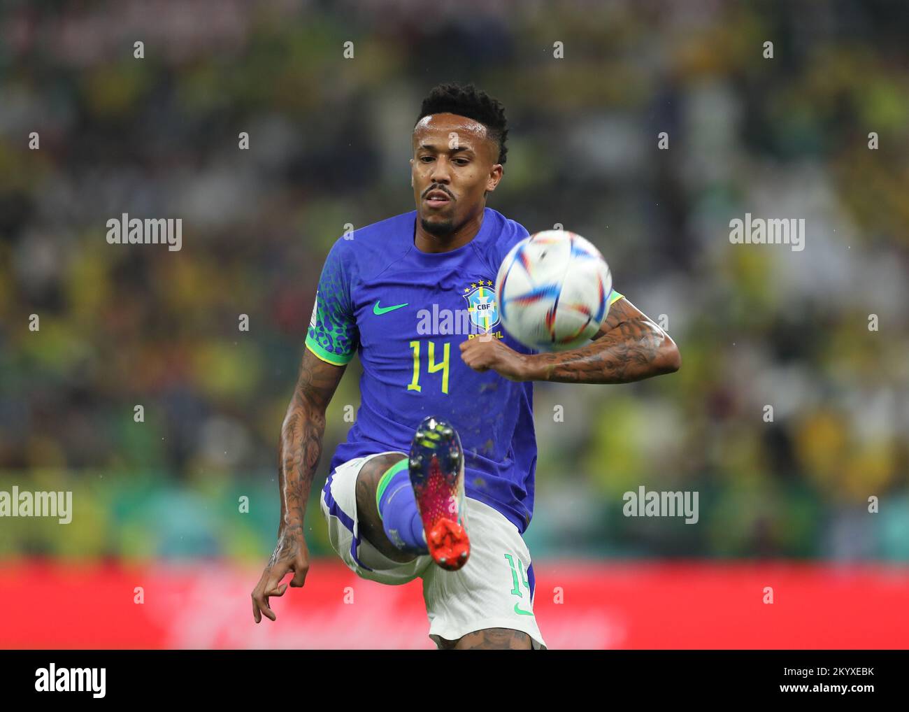 Lusail Iconic Stadium, Lusail, Qatar. 2nd Dec, 2022. FIFA World Cup Football, Cameroon versus Brazil; Eder Militao of Brazil clears the ball out of his area Credit: Action Plus Sports/Alamy Live News Stock Photo