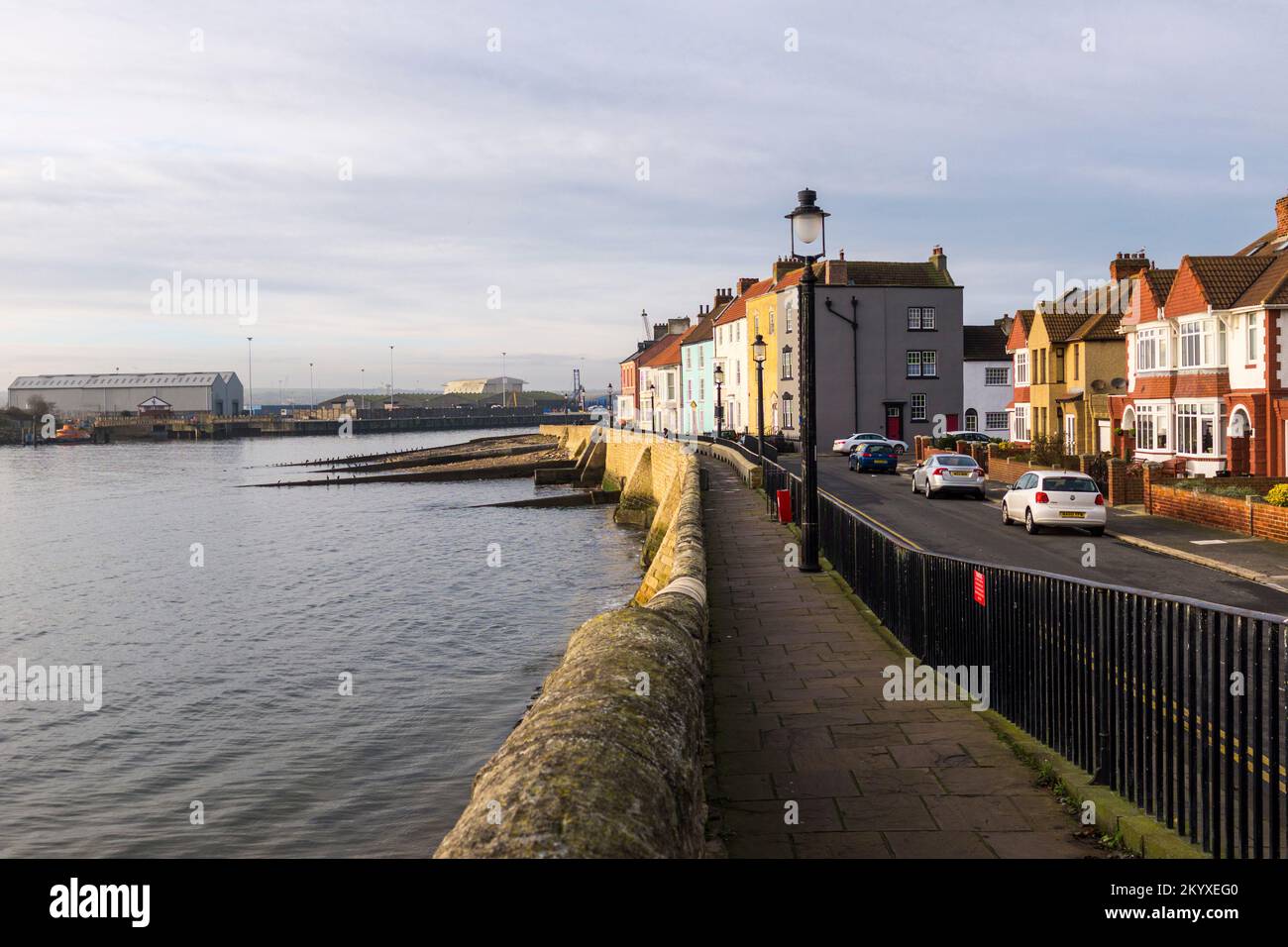 The seafront and terraced houses at the Headland in Old Hartlepool,England,UK Stock
