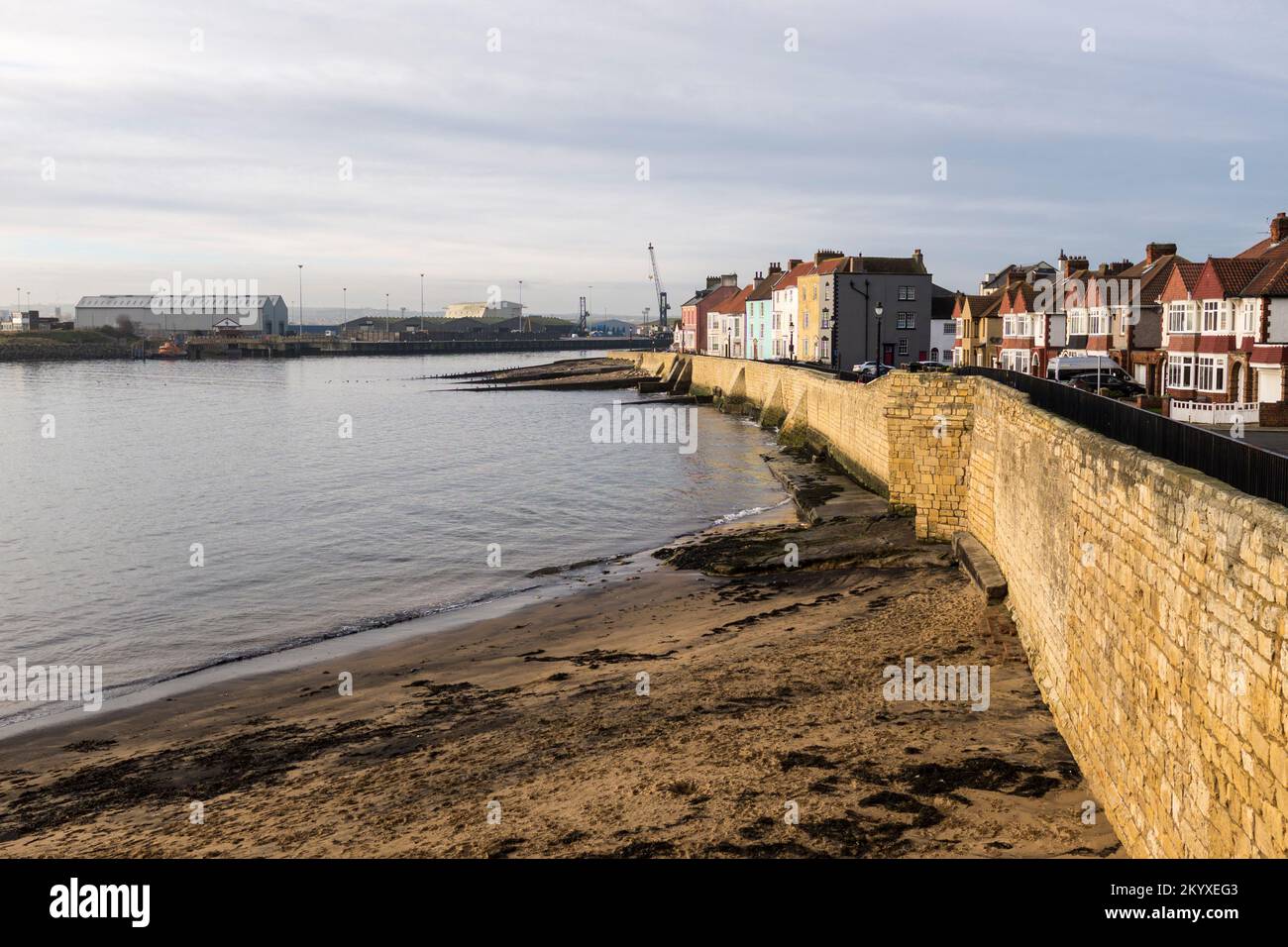 The seafront and Georgian terraced houses  at the Headland in Old Hartlepool,England,UK Stock Photo