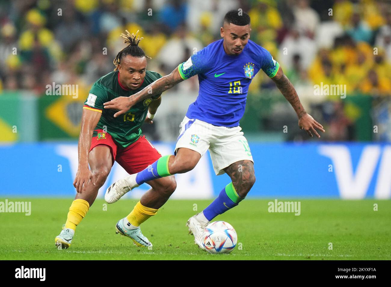 Gabriel Jesus of Brazil during the FIFA World Cup Qatar 2022 match, Group G, between Cameroon and Brazil played at Lusail Stadium on Dec 2, 2022 in Lusail, Qatar. (Photo by Bagu Blanco / PRESSIN) Stock Photo