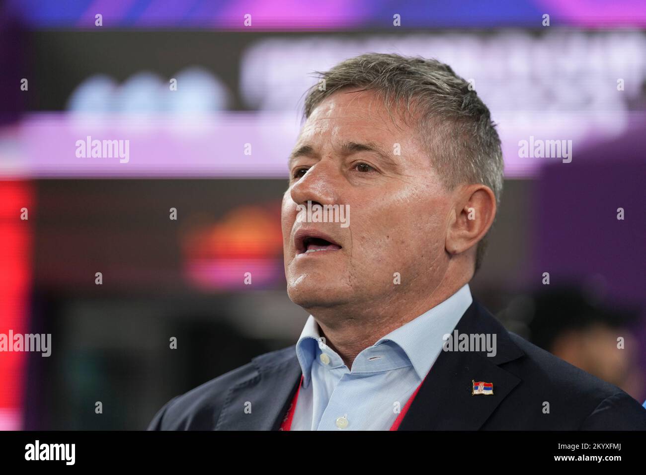 Doha, Qatar. 2nd Dec, 2022. Dragan Stojkovic, head coach of Serbia, is seen before the Group G match between Serbia and Switzerland at the 2022 FIFA World Cup at Stadium 974 in Doha, Qatar, Dec. 2, 2022. Credit: Zheng Huansong/Xinhua/Alamy Live News Stock Photo