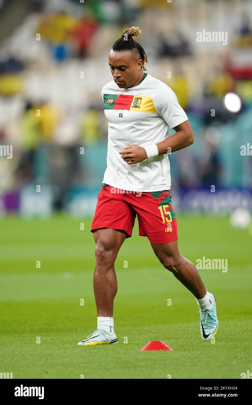 Lusail, Lusail, Qatar, Qatar. 2nd Dec, 2022. LUSAIL, QATAR - DECEMBER 2: Player of Cameroon Pierre Kunde warms up during the FIFA World Cup Qatar 2022 group G match between Brazil and Cameroon at Lusail Stadium on December 2, 2022 in Lusail, Qatar. (Credit Image: © Florencia Tan Jun/PX Imagens via ZUMA Press Wire) Credit: ZUMA Press, Inc./Alamy Live News Stock Photo