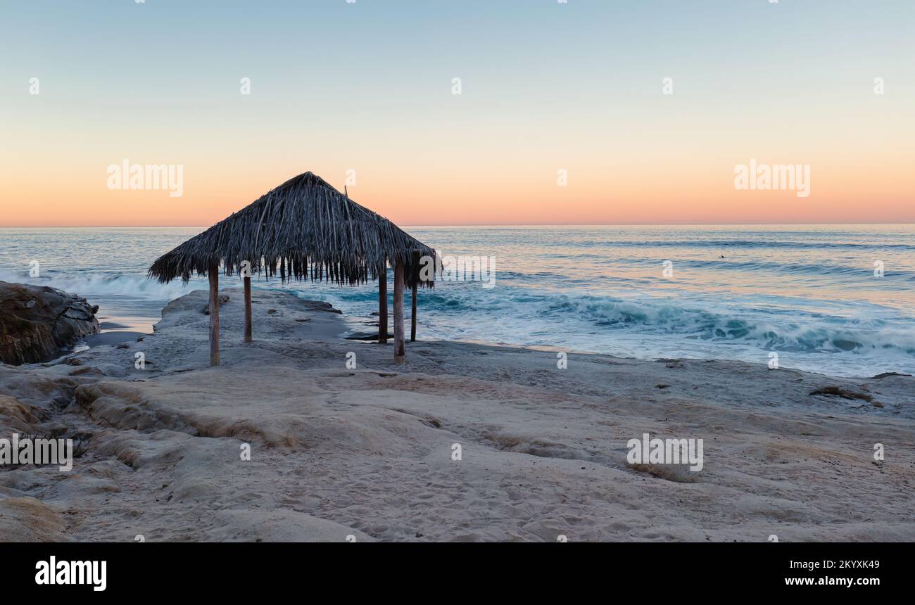 Windansea Beach in La Jolla, California with the historic surfer shack ...