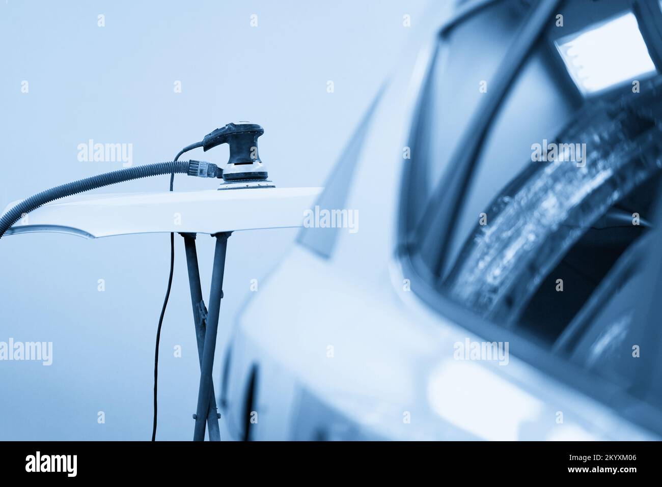 Car ready for buffing and polishing in auto repair shop Stock Photo Alamy