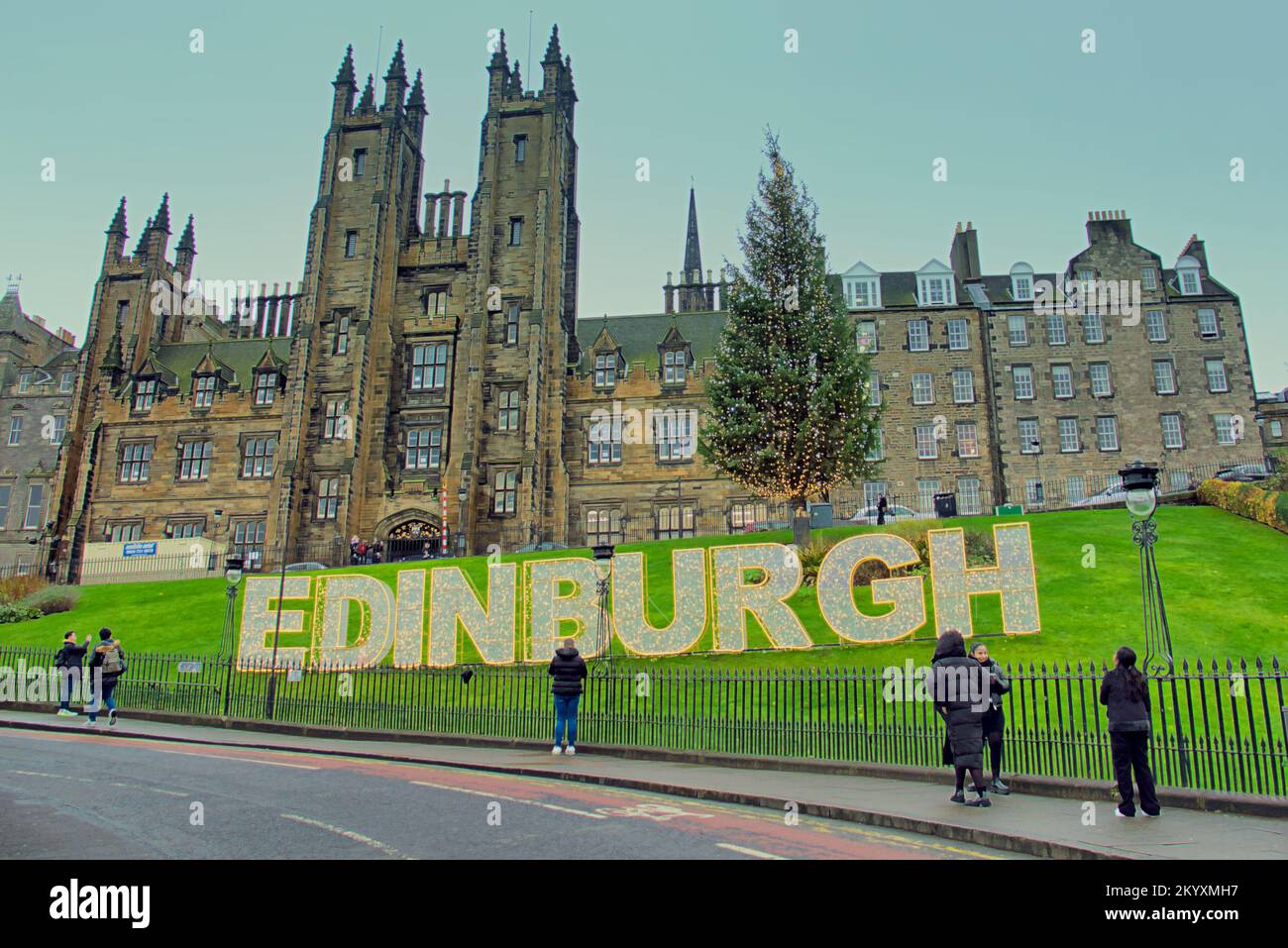 Edinburgh, Scotland, UK  2nd December, 2022. General Assembly Hall and New College, The University of Edinburgh on the Mound hill . Credit Gerard Ferry/Alamy Live News Stock Photo