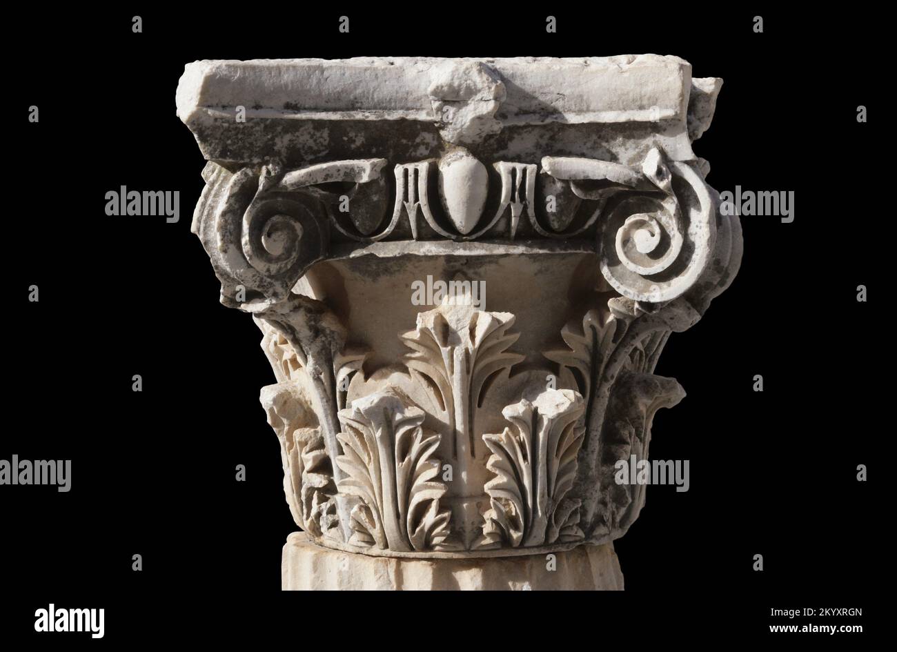 Ancient Roman Corinthian capital Stock Photo