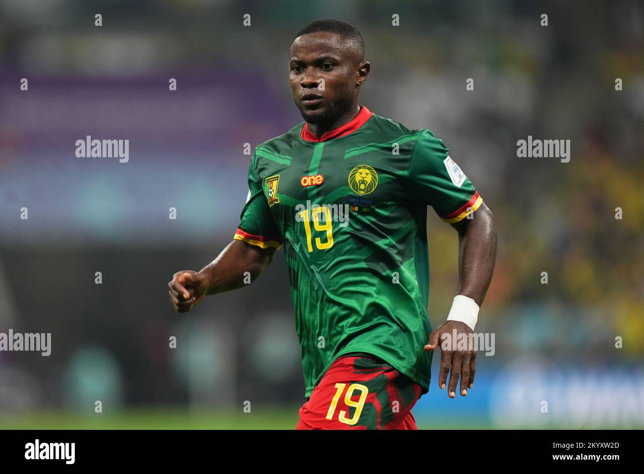 Collins Fai of Cameroon during the FIFA World Cup Qatar 2022 match, Group G, between Cameroon and Brazil played at Lusail Stadium on Dec 2, 2022 in Lusail, Qatar. (Photo by Bagu Blanco / PRESSIN) Stock Photo