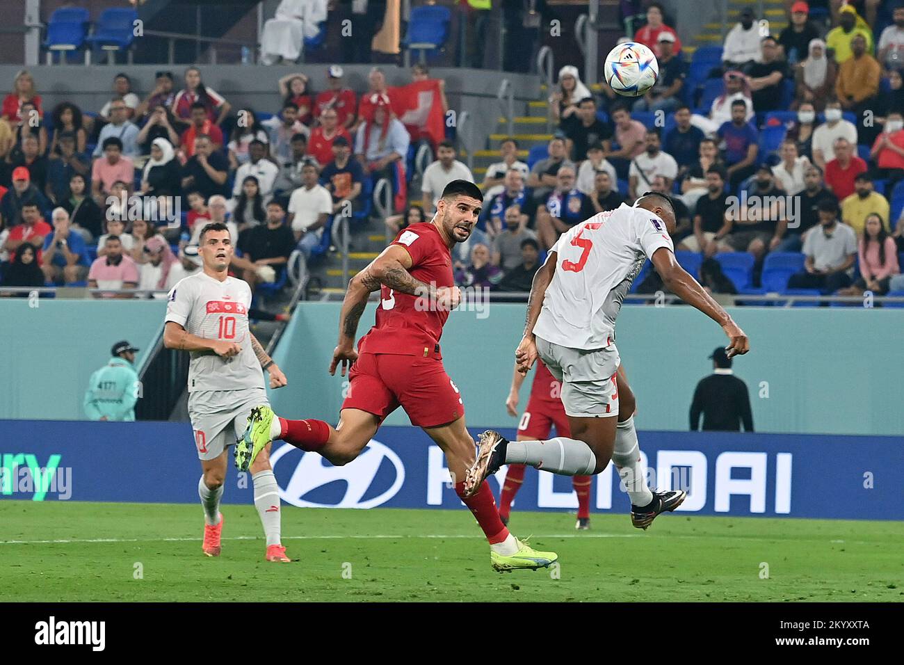 Qatar. 02nd Dec, 2022. goal 1-1 MITROVIC Aleksandar (SRB), header, action, duels versus Manuel AKANJI (SUI), Serbia (SRB) - Switzerland (SUI), group phase group G, game 47 on December 2nd, 2022, Stadium 974, Football World Cup 2022 in Qatar from 20.11. - 18.12.2022 ? Credit: dpa picture alliance/Alamy Live News Stock Photo