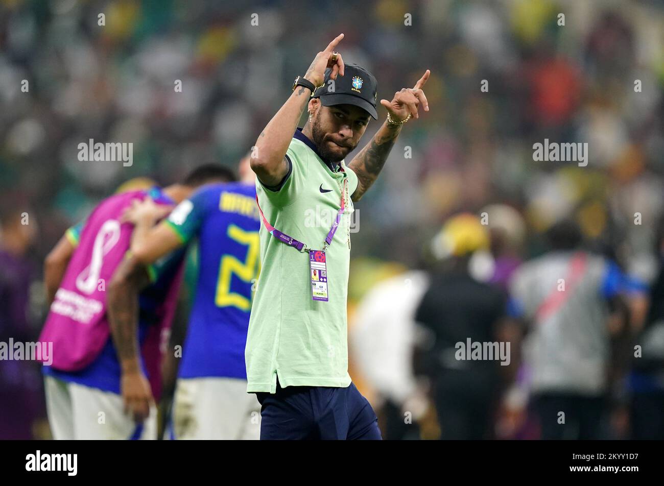 Brazil's Neymar after the final whistle during the FIFA World Cup Group G match at the Lusail Stadium in Lusail, Qatar. Picture date: Friday December 2, 2022. Stock Photo