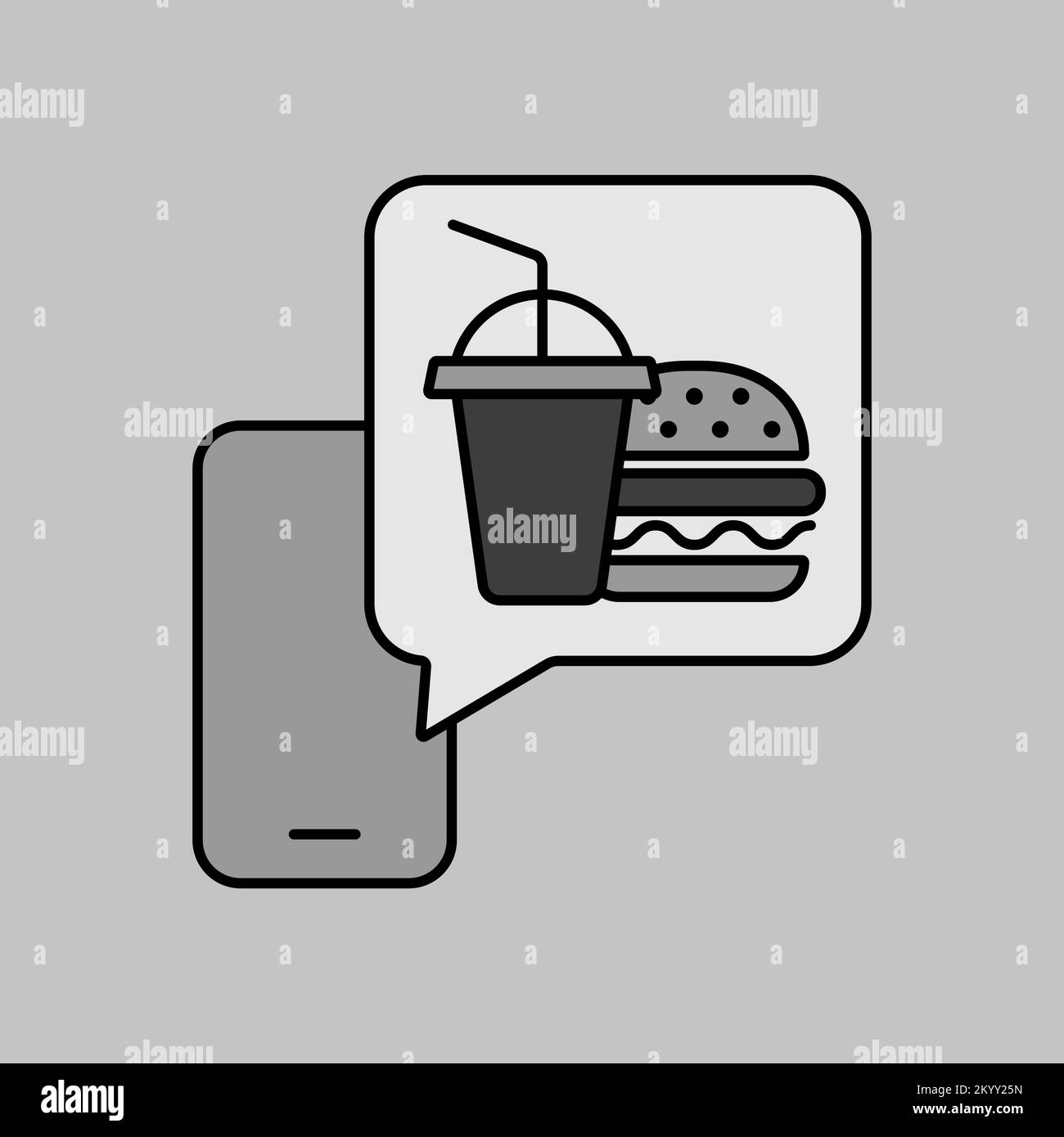 Fast food delivery service vector grayscale icon. Burger with soft