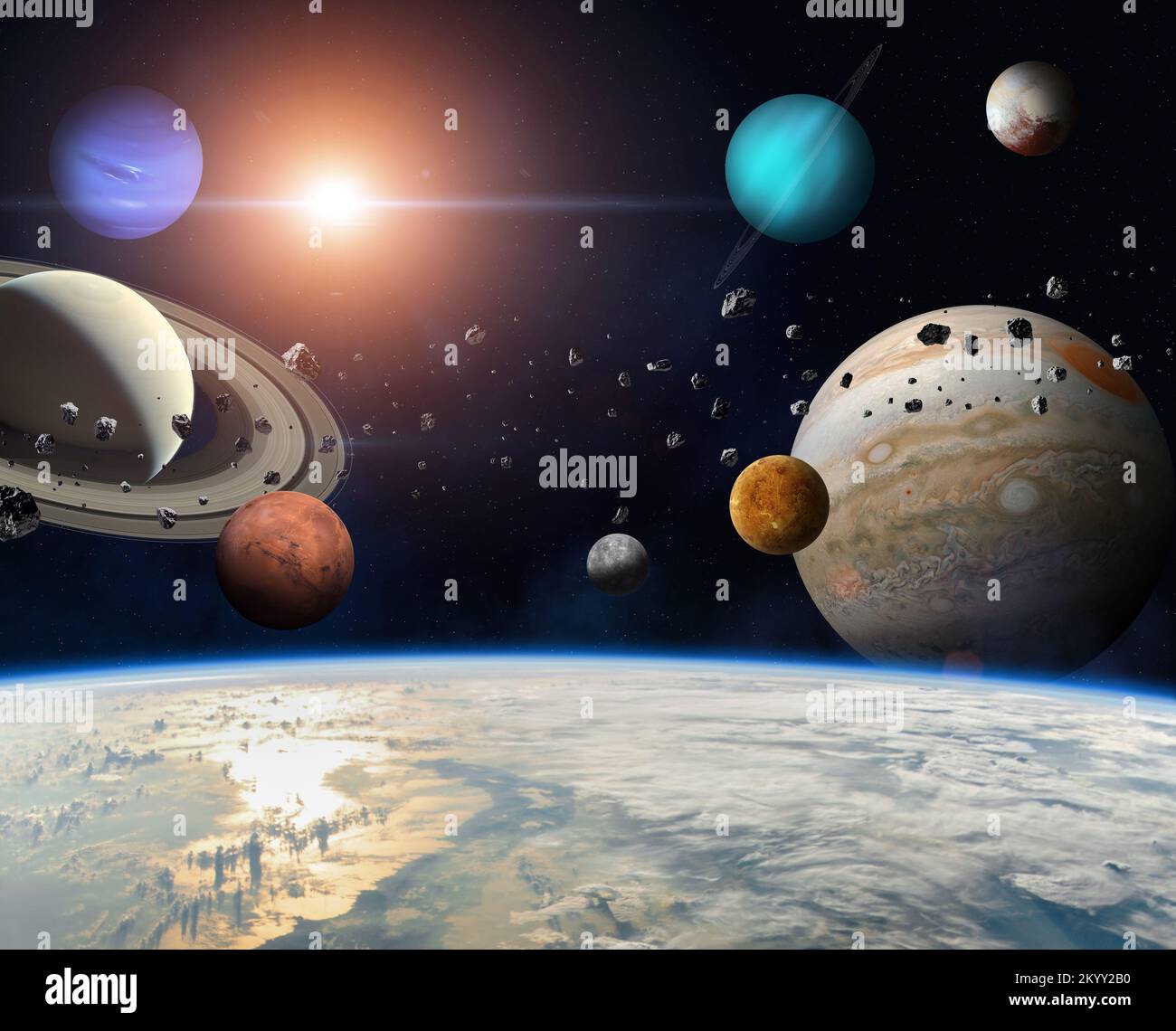 Earth and solar system planets sun mercury venus earth mars