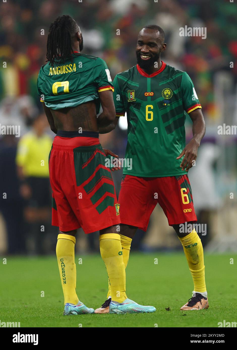 Doha, Qatar, 2nd December 2022. Nicolas Ngamaleu of Cameroon and Andre-Frank Anguissa of Cameroon  during the FIFA World Cup 2022 match at Lusail Stadium, Doha. Picture credit should read: David Klein / Sportimage Credit: Sportimage/Alamy Live News Stock Photo