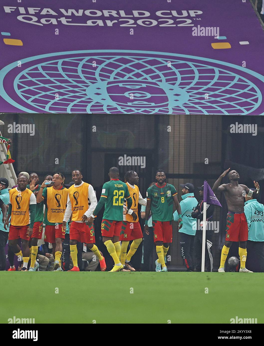 Doha, Qatar. 02nd Dec, 2022. Vincent Aboubakar of Cameroon, celebrates his goal during the match between Cameroon and Brazil, for the 3rd round of Group G of the FIFA World Cup Qatar 2022, at Lusail Stadium, this Friday 02. 30761 (Heuler Andrey/SPP) Credit: SPP Sport Press Photo. /Alamy Live News Stock Photo