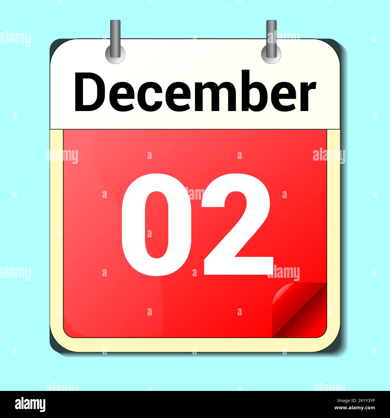 day on the calendar, vector image format, january 02 Stock Vector