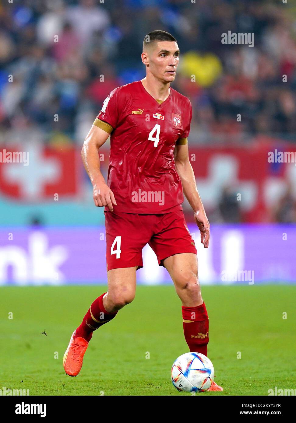 Serbia's Nikola Milenkovic during the FIFA World Cup Group G match at ...