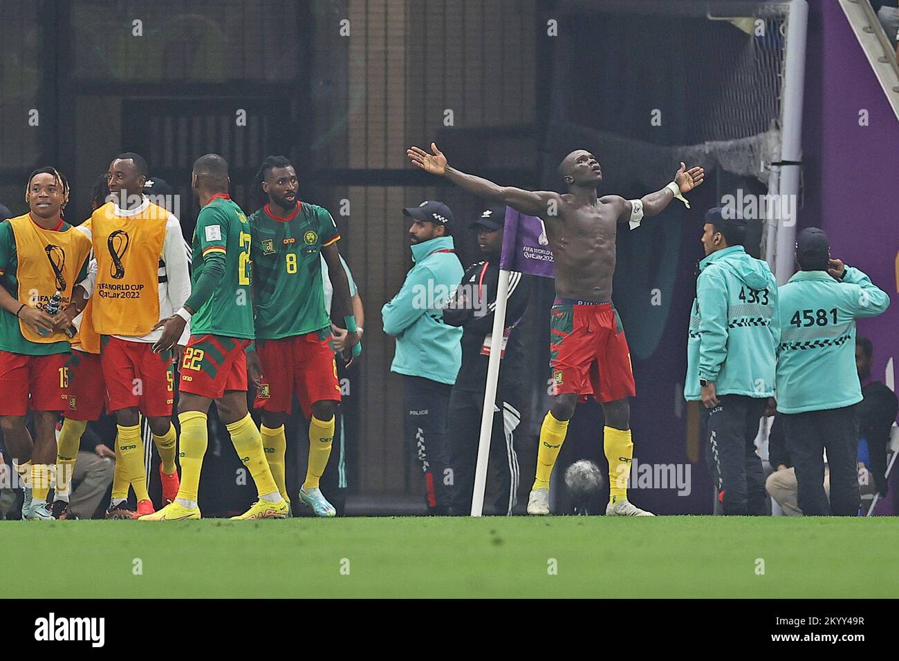 Lusail Iconic Stadium, Lusail, Qatar. 2nd Dec, 2022. FIFA World Cup Football, Cameroon versus Brazil; Vincent Aboubakar of Cameroon celebrates scoring for 1-0 in the 92nd minute Credit: Action Plus Sports/Alamy Live News Stock Photo