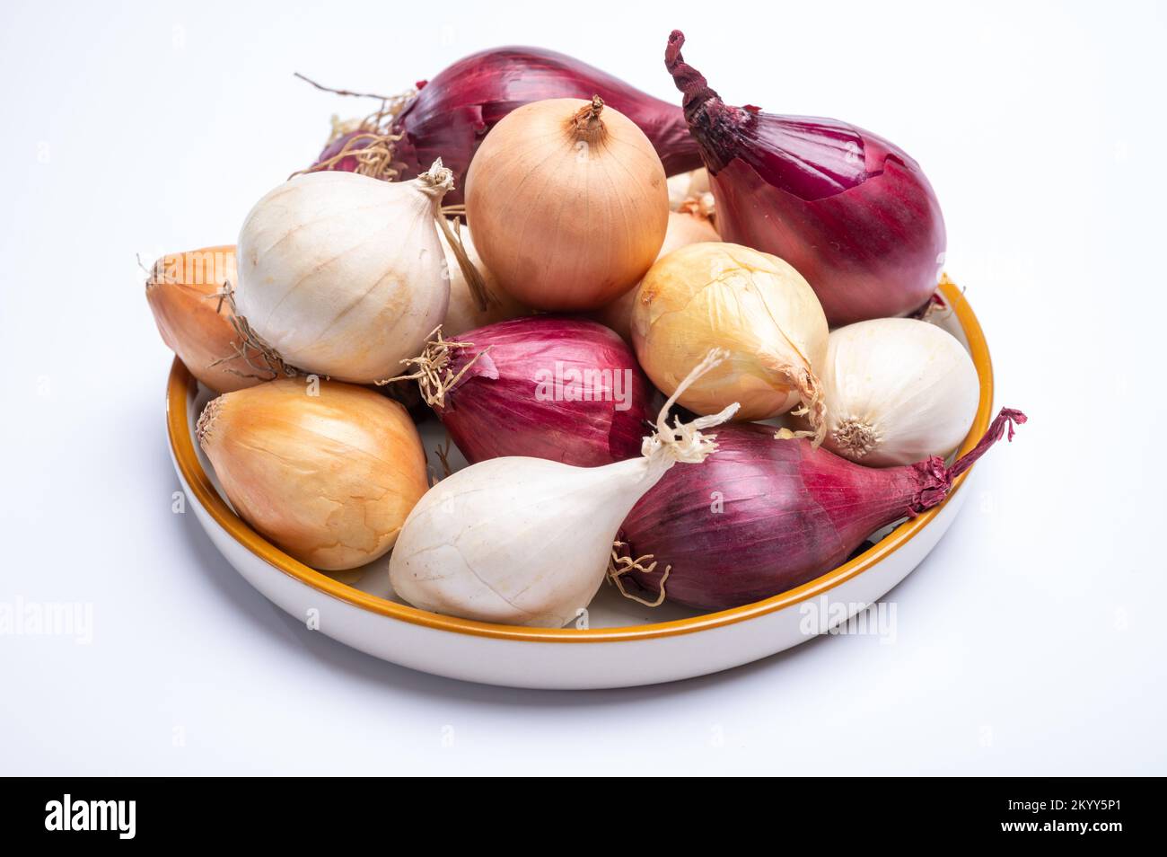 Onion collection, flat onion borretana from Spain, french Shallot