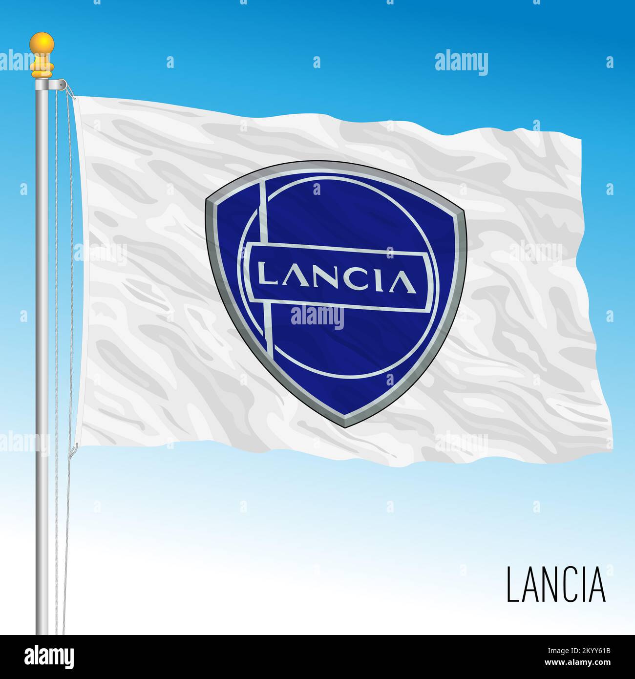 Italy year 2022, flag with the new logo Lancia car brand, vector illustration Stock Photo