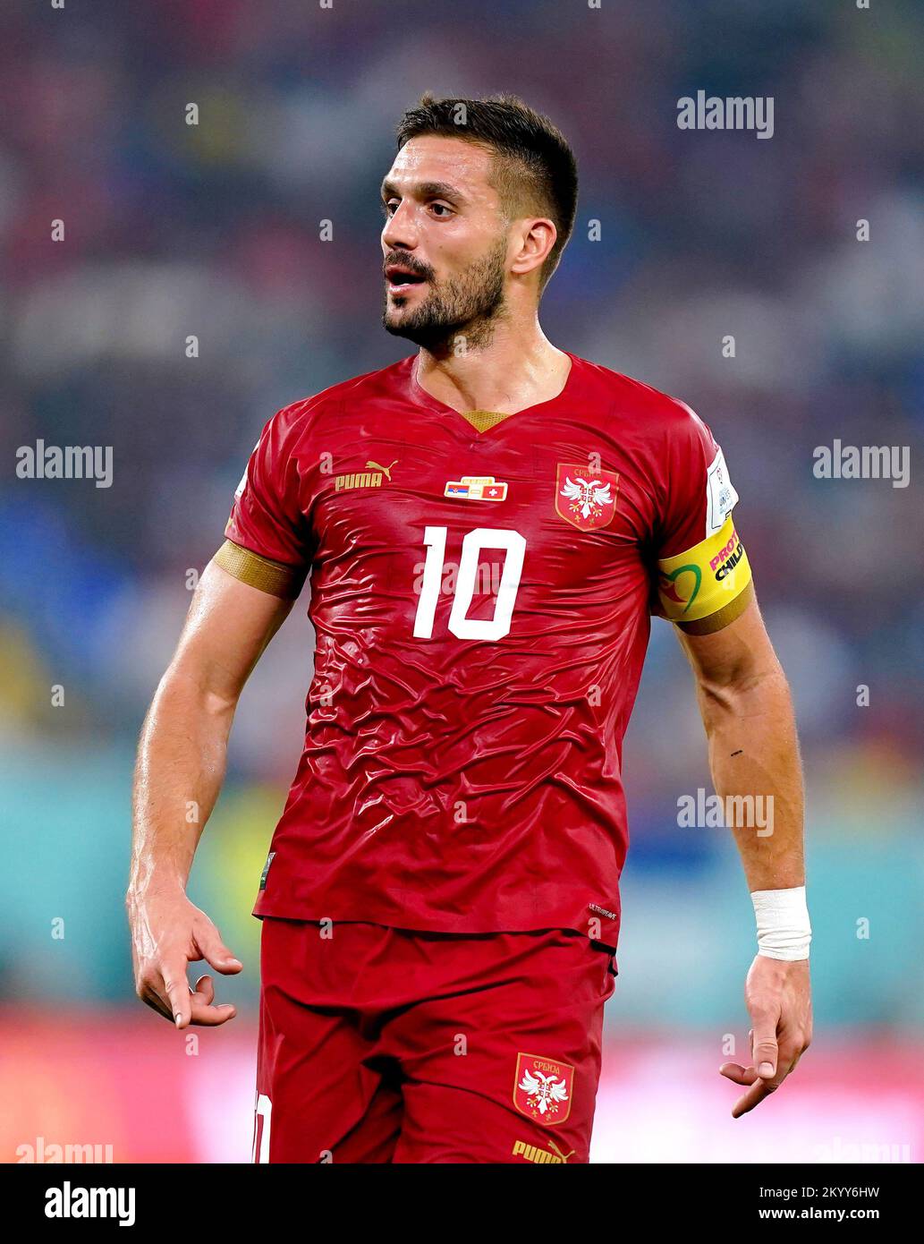 Serbia's Dusan Tadic during the FIFA World Cup Group G match at Stadium 974 in Doha, Qatar. Picture date: Friday December 2, 2022. Stock Photo