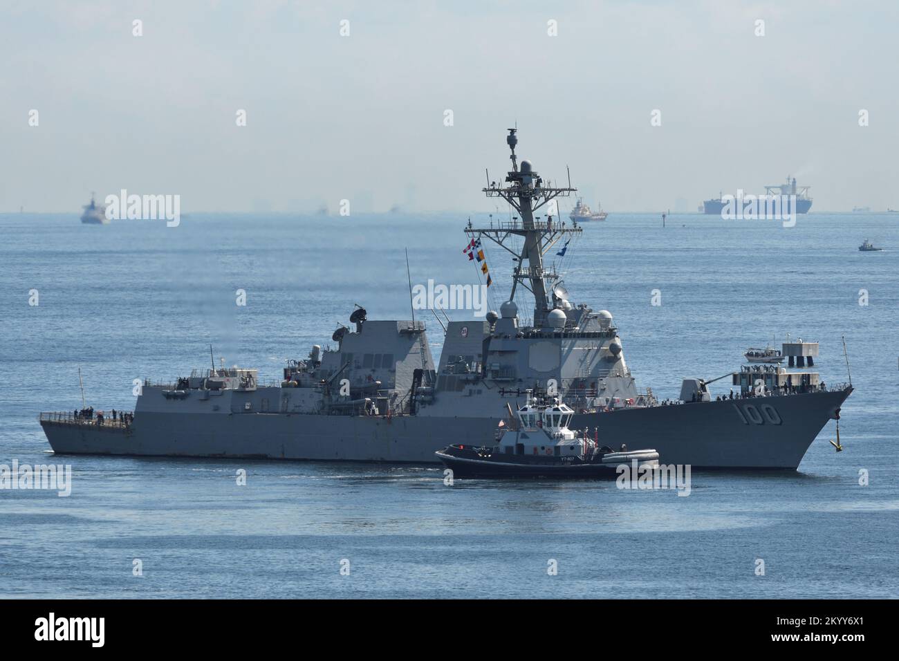 Kanagawa Prefecture, Japan - July 24, 2021: United States Navy USS Kidd (DDG-100), Arleigh Burke-class destroyer. Stock Photo