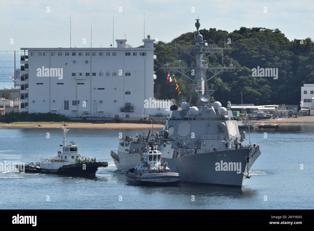 Kanagawa Prefecture, Japan - July 24, 2021: United States Navy USS Kidd (DDG-100), Arleigh Burke-class destroyer. Stock Photo