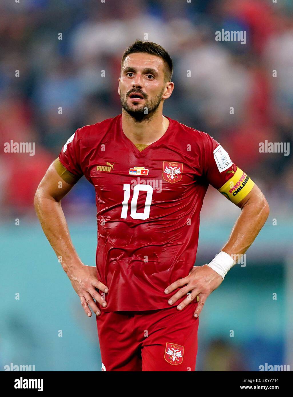 Serbia's Dusan Tadic during the FIFA World Cup Group G match at Stadium 974 in Doha, Qatar. Picture date: Friday December 2, 2022. Stock Photo