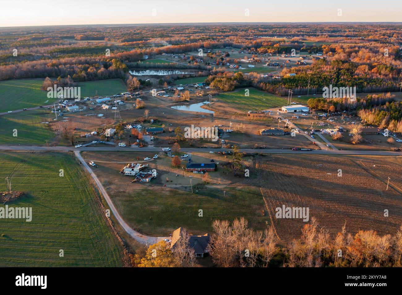 Steens, MS November 30, 2022 Tornado damage aftermath to homes and