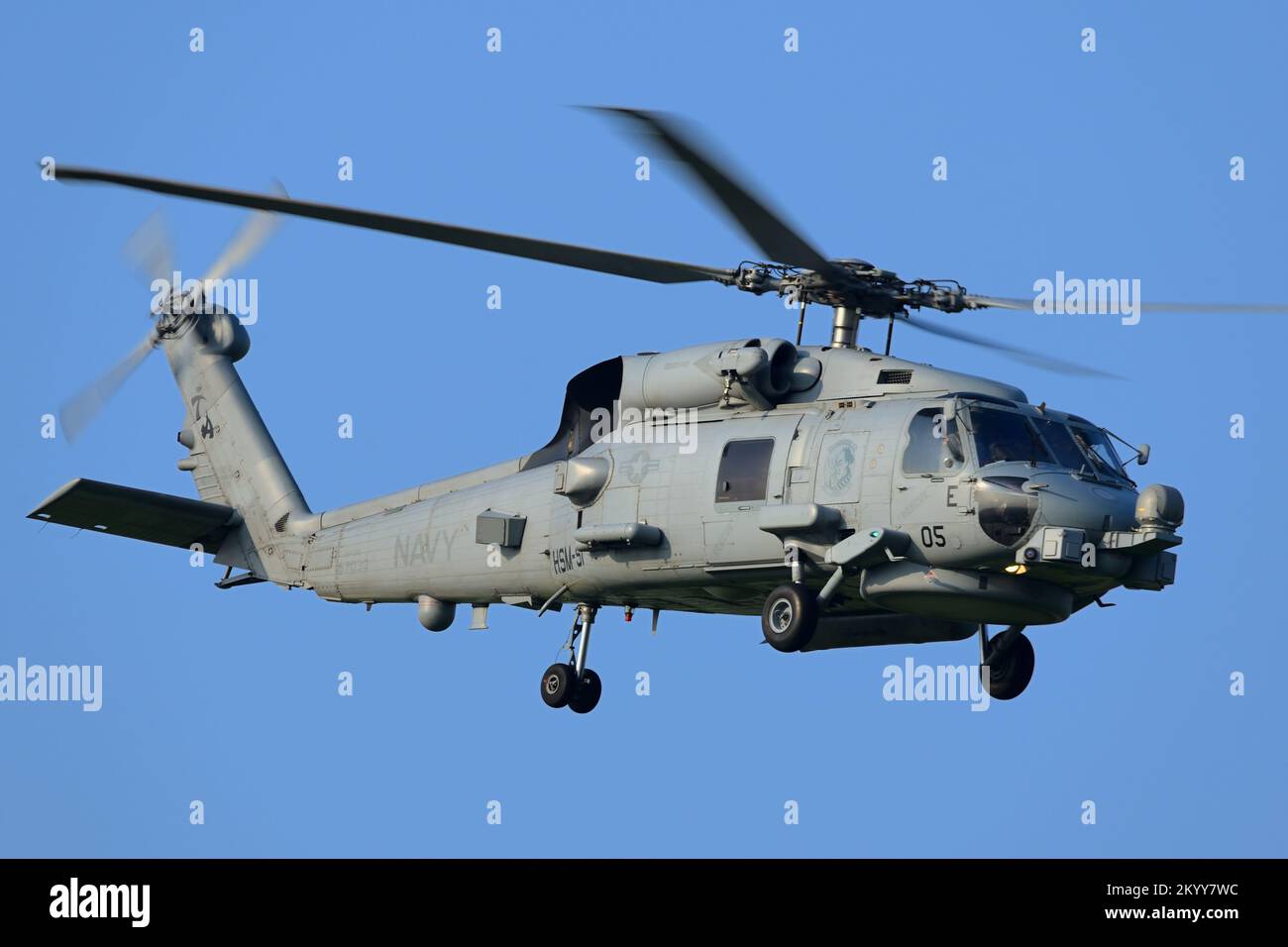 Kanagawa Prefecture, Japan - July 15, 2014: United States Navy Sikorsky MH-60R Seahawk utility maritime helicopter from HSM-51 Warlords. Stock Photo