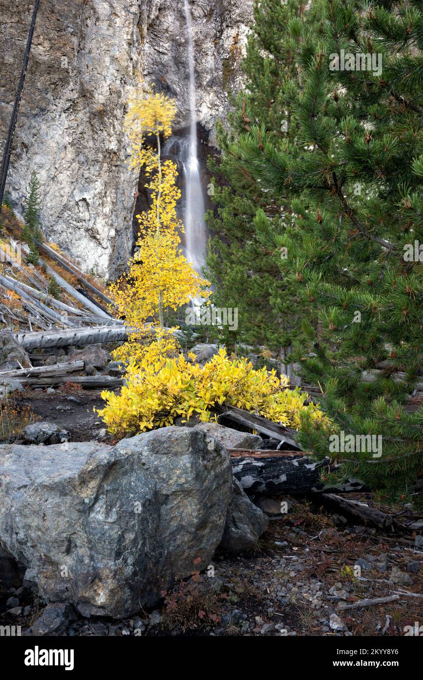 WY05138-00....Wyoming - Fairy Falls in the Midway Geyser Basin of Yellowstone National Park. Stock Photo